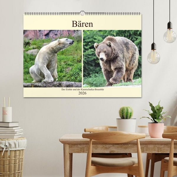Produktbild: B&auml;ren - Der Eisb&auml;r und der Kamtschatka-Braunb&auml;r (Wandkalender 2026 DIN A2 quer), CALVENDO Monatskalender