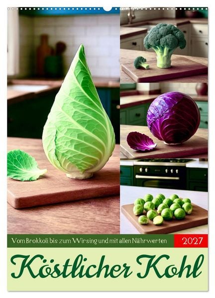 Produktbild: K&ouml;stlicher Kohl (Wandkalender 2027 DIN A2 hoch), CALVENDO Monatskalender