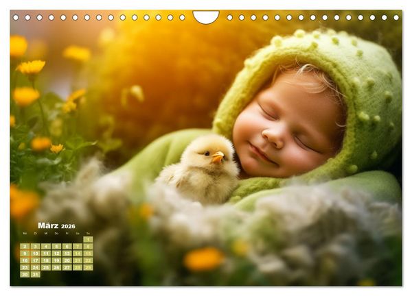 Produktbild: Kleine Schlummerparade: Babys und ihre kuscheligen Tierfreunde (Wandkalender 2026 DIN A4 quer), CALVENDO Monatskalender