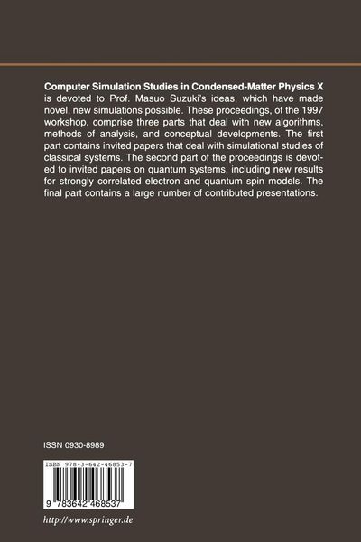 Produktbild: Computer Simulation Studies in Condensed-Matter Physics X
