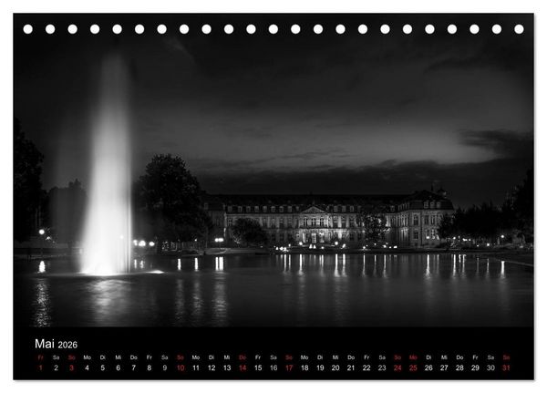 Produktbild: Stuttgart bei Nacht (Tischkalender 2026 DIN A5 quer), CALVENDO Monatskalender