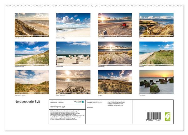 Produktbild: Nordseeperle Sylt (hochwertiger Premium Wandkalender 2026 DIN A2 quer), Kunstdruck in Hochglanz