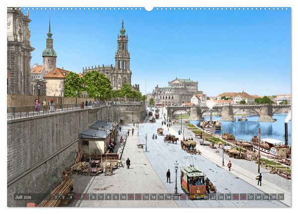 Produktbild: Historisches Dresden um 1900 neu restauriert und detailkoloriert (hochwertiger Premium Wandkalender 2026 DIN A2 quer), Kunstdruck in Hochglanz