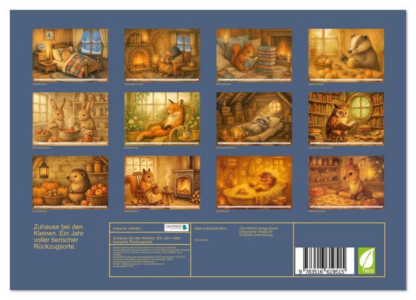 Produktbild: Zuhause bei den Kleinen. Ein Jahr voller tierischer R&uuml;ckzugsorte. (Wandkalender 2026 DIN A4 quer), CALVENDO Monatskalender