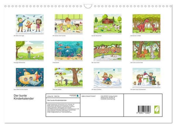 Produktbild: Der bunte Kinderkalender (Wandkalender 2026 DIN A3 quer), CALVENDO Monatskalender