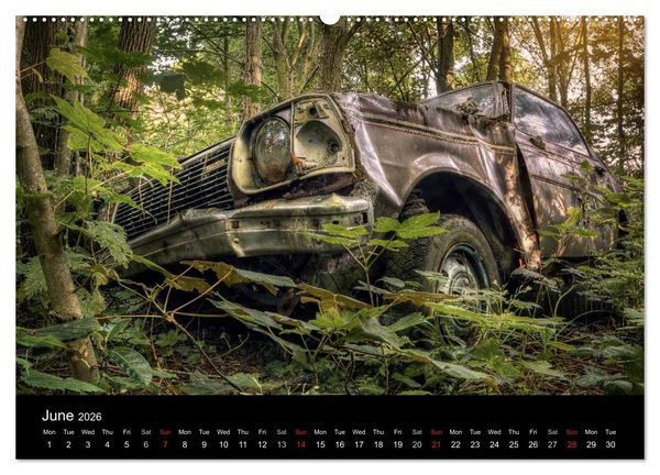Produktbild: Sleeping Beauties Old Rusty Cars (High Quality Premium Wall Calendar 2026 DIN A2 landscape),CALVENDO 12 Month Wall Calendar