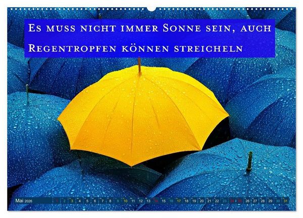 Produktbild: Regenmomente &ndash; Spr&uuml;che f&uuml;r graue Tage (hochwertiger Premium Wandkalender 2026 DIN A2 quer), Kunstdruck in Hochglanz