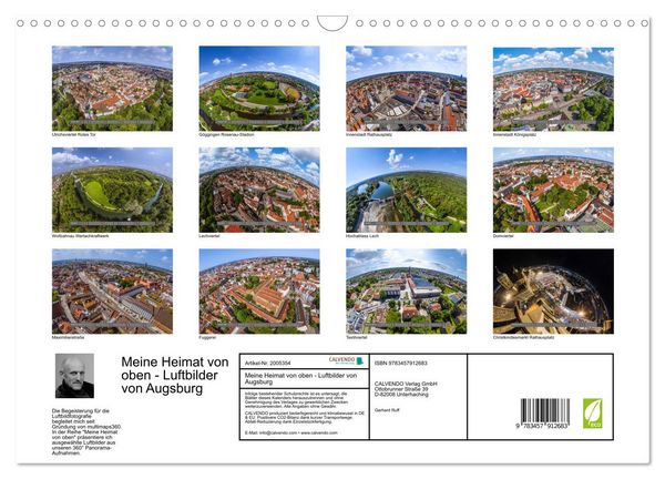 Produktbild: Meine Heimat von oben - Luftbilder von Augsburg (Wandkalender 2026 DIN A3 quer), CALVENDO Monatskalender