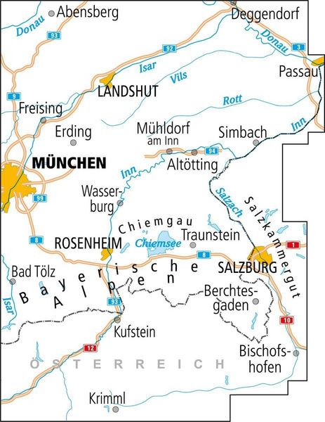 Produktbild: BVA ADFC Radtourenkarte Oberbayern Ost Chiemsee/Inn 1:150.000