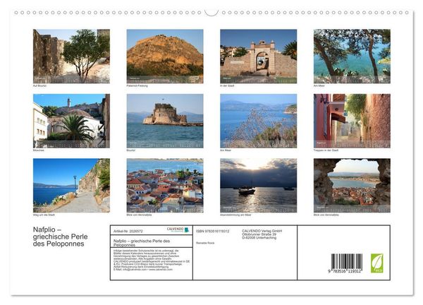 Produktbild: Nafplio &ndash; griechische Perle des Peloponnes (hochwertiger Premium Wandkalender 2026 DIN A2 quer), Kunstdruck in Hochglanz