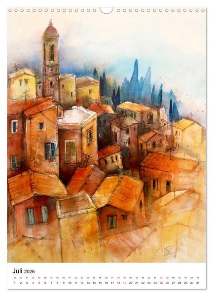 Produktbild: Aquarelle in Hochform (Wandkalender 2026 DIN A3 hoch), CALVENDO Monatskalender