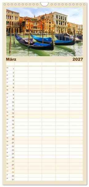 Produktbild: Familienplaner 2027 - Venedig - Stadt im Meer mit 5 Spalten (Wandkalender, 21 x 45 cm) CALVENDO