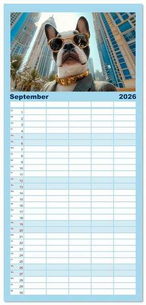 Produktbild: Familienplaner 2026 - HUNDE-SELFIES Tierischer Outdoorspa&szlig; mit 5 Spalten (Wandkalender, 21 x 45 cm) CALVENDO