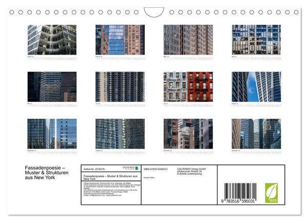 Produktbild: Fassadenpoesie &ndash; Muster & Strukturen aus New York (Wandkalender 2026 DIN A4 quer), CALVENDO Monatskalender