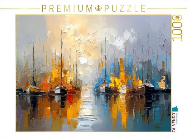 CALVENDO Puzzle Stille in der Hafen-Dämmerung | 1000 Teile Lege-Größe 64x48cm Foto-Puzzle für glückliche Stunden