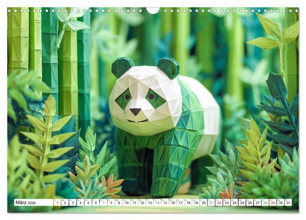 Produktbild: Origami Zoo - Bunter Tierkalender f&uuml;r Kinder und Familien (Wandkalender 2026 DIN A3 quer), CALVENDO Monatskalender