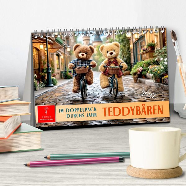Produktbild: Teddyb&auml;ren - im Doppelpack durchs Jahr (Tischkalender 2027 DIN A5 quer), CALVENDO Monatskalender