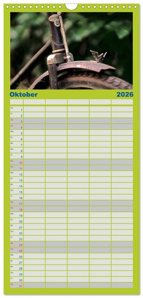 Produktbild: Familienplaner 2026 - Weltfahrrad mit 5 Spalten (Wandkalender, 21 x 45 cm) CALVENDO