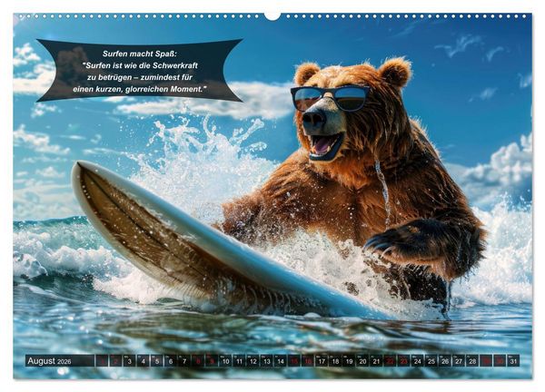 Produktbild: Der tierisch lustige Surfkalender (hochwertiger Premium Wandkalender 2026 DIN A2 quer), Kunstdruck in Hochglanz