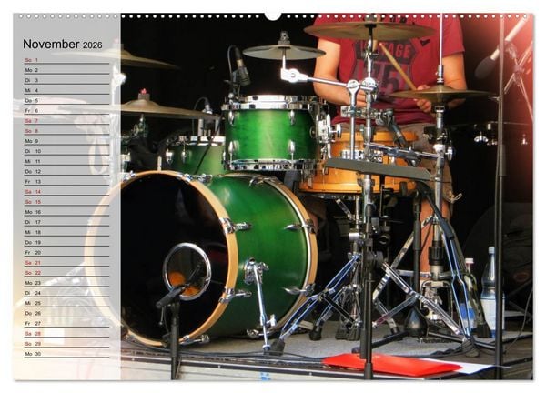Produktbild: Schlagzeug onstage - "abgerockt" (Wandkalender 2026 DIN A2 quer), CALVENDO Monatskalender