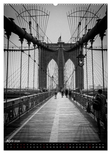 Produktbild: New York City Schwarz auf Wei&szlig; (Wandkalender 2026 DIN A2 hoch), CALVENDO Monatskalender