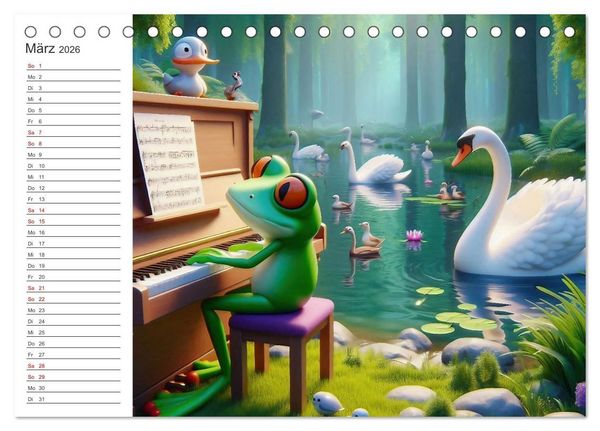 Produktbild: Musikalische Waldtiere (Tischkalender 2026 DIN A5 quer), CALVENDO Monatskalender