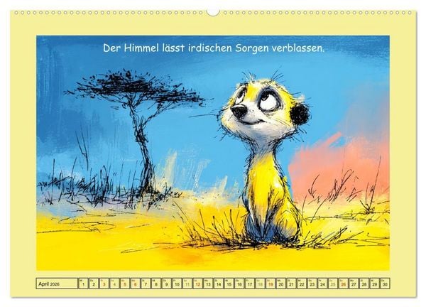 Produktbild: Kleine W&auml;chter. Erdm&auml;nnchen und Weisheiten (hochwertiger Premium Wandkalender 2026 DIN A2 quer), Kunstdruck in Hochglanz