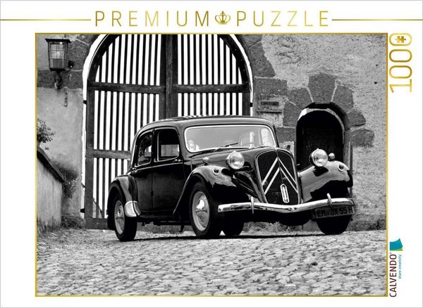 CALVENDO Puzzle Ein Motiv aus dem Kalender Citroën 11 CV Traction Avant in schwarzweiss | 1000 Teile Lege-Größe 64 × 48 cm Foto-Puzzle für glückliche Stunden
