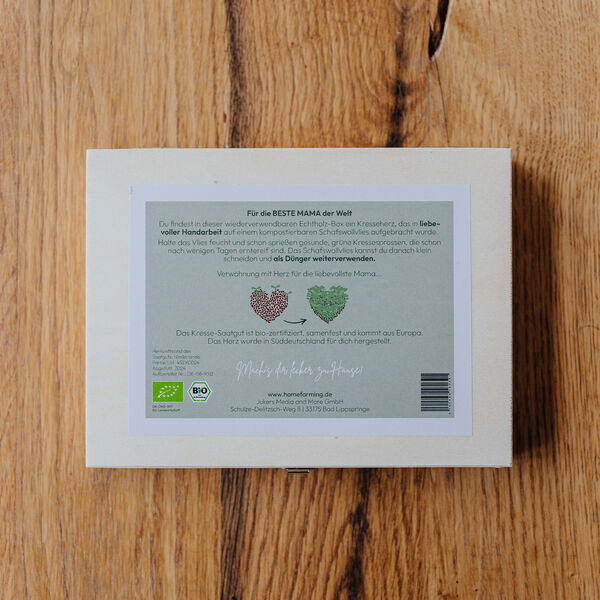 Produktbild: Bio-Saatgutbox Kresseherz "Beste Mama"