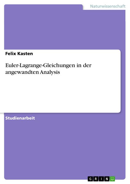 Produktbild: Euler-Lagrange-Gleichungen in der angewandten Analysis