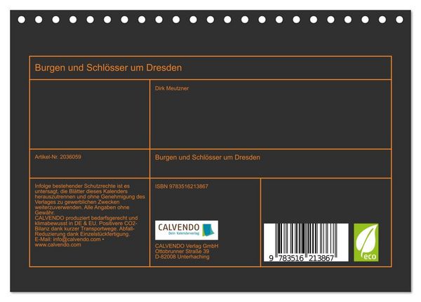 Produktbild: Burgen und Schl&ouml;sser um Dresden (Tischkalender 2026 DIN A5 quer), CALVENDO Monatskalender