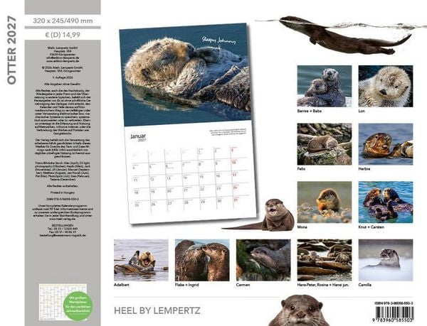 Produktbild: Otter Kalender 2027 Wandkalender Eintragkalender