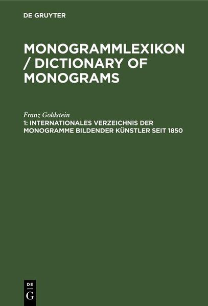 Produktbild: Internationales Verzeichnis der Monogramme bildender K&uuml;nstler seit 1850