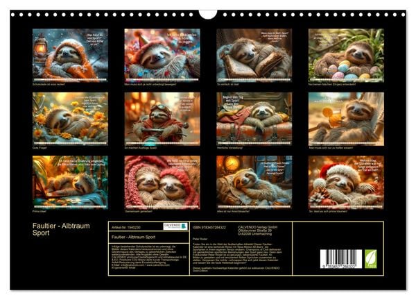 Produktbild: Faultier - Albtraum Sport (Wandkalender 2026 DIN A3 quer), CALVENDO Monatskalender