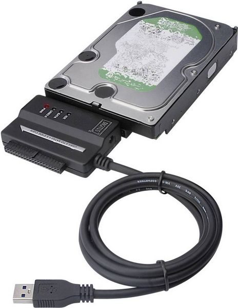 Produktbild: Digitus Festplatten Adapter [1x USB 3.2 Gen 1 Stecker A (USB 3.0) - 1x SATA-Kombi-Buchse 7+15pol., IDE-Buchse 40pol., IDE-Buchse 44pol.] 0.50 m
