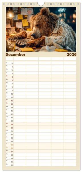 Produktbild: Familienplaner 2026 - Die Chaos GmbH - Tierisch faule Kollegen mit 5 Spalten (Wandkalender, 21 x 45 cm) CALVENDO