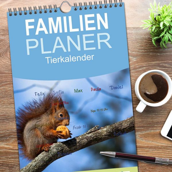 Produktbild: Familienplaner 2026 - Tierkalender 2026 mit 5 Spalten (Wandkalender, 21 x 45 cm) CALVENDO