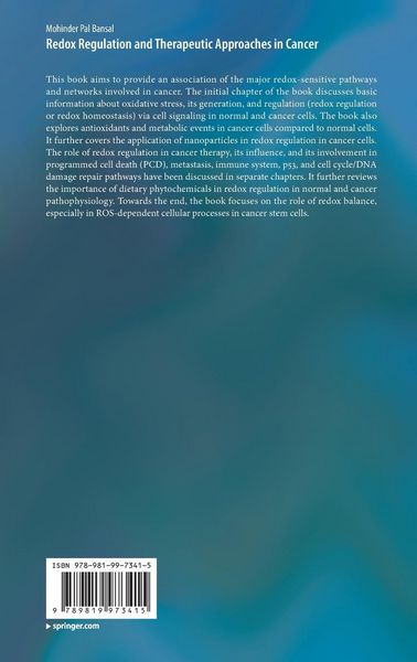 Produktbild: Redox Regulation and Therapeutic Approaches in Cancer