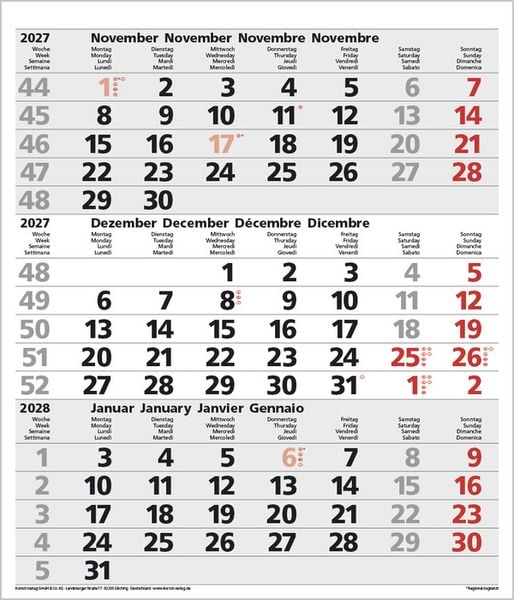 Produktbild: 3-Monats-Planer Comfort Grau 2027