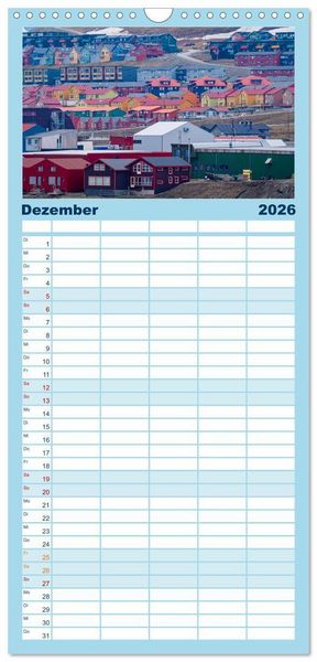 Produktbild: Familienplaner 2026 - Spitzbergen im Sommer mit 5 Spalten (Wandkalender, 21 x 45 cm) CALVENDO