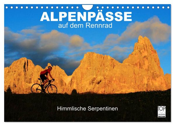 Alpenpässe auf dem Rennrad 'Himmlische Serpentinen' (Wandkalender 2026 DIN A4 quer), CALVENDO Monatskalender