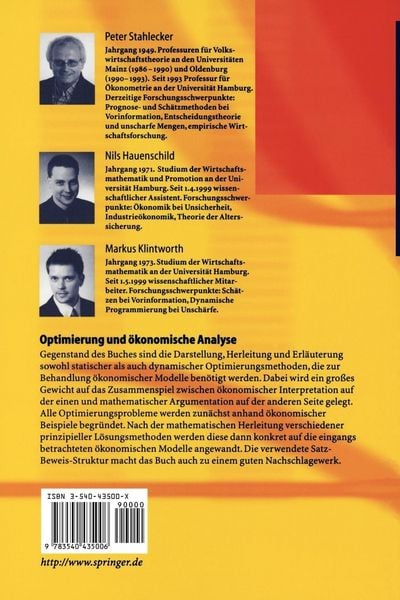Produktbild: Optimierung und ökonomische Analyse