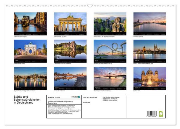 Produktbild: St&auml;dte und Sehensw&uuml;rdigkeiten in Deutschland (Wandkalender 2026 DIN A2 quer), CALVENDO Monatskalender