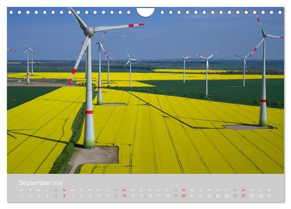 Produktbild: Windkraftanlagen aus der Luft fotografiert (Wandkalender 2026 DIN A4 quer), CALVENDO Monatskalender