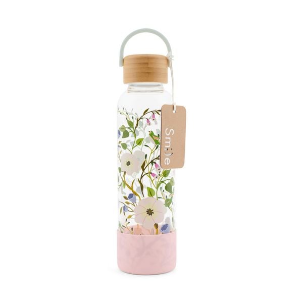 Produktbild: Trinkflasche aus Glas mit Silikoncover, "Rose Petals"