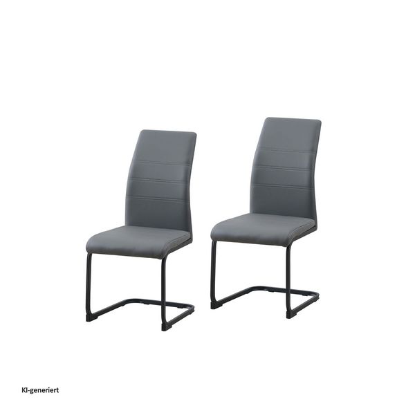 Produktbild: HTI-Living Schwingstuhl 2er Set PU grau SallyP Freischwinger Esszimmerstuhl Kunstleder