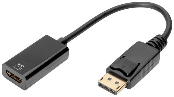 Digitus DisplayPort / HDMI Anschlusskabel DisplayPort Stecker, HDMI-A Buchse 0.20m Schwarz DB-340415-002-S doppelt gesch