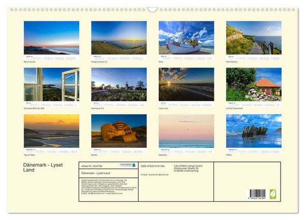Produktbild: D&auml;nemark - Lyset Land (Wandkalender 2026 DIN A2 quer), CALVENDO Monatskalender