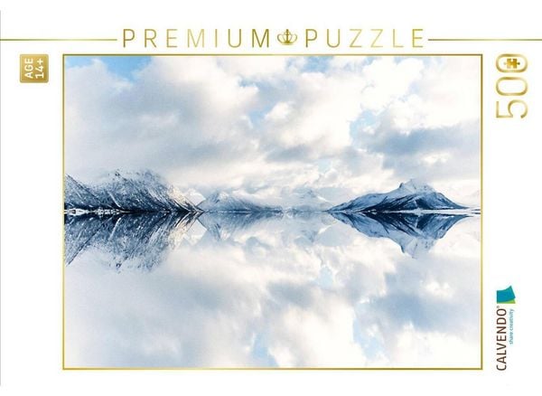 CALVENDO Puzzle Spiegelung schneebedeckter Berge | 500 Teile Lege-Größe 48 × 36 cm Foto-Puzzle für Erwachsene