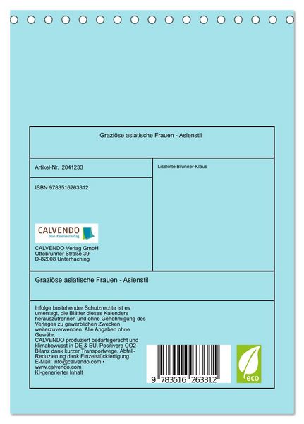 Produktbild: Grazi&ouml;se asiatische Frauen - Asienstil (Tischkalender 2026 DIN A5 hoch), CALVENDO Monatskalender